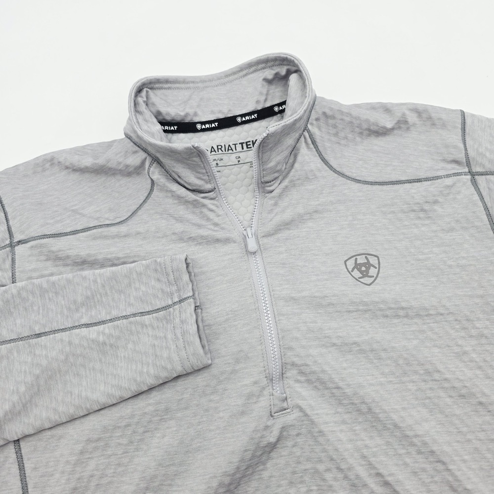 Ariat Tek Men's Small Gray Hex Fleece Baselayer Pullover 1/2 Zip Long Sleeve